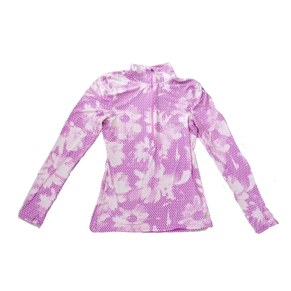 RBX Tops - RBX PERFORMANCE PURPLE & WHITE FLOWER 1/2 ZIP TOP